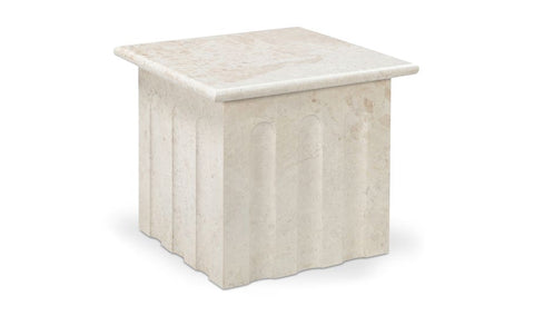 Contemporary Fluted Marble Center Table with Drum Base