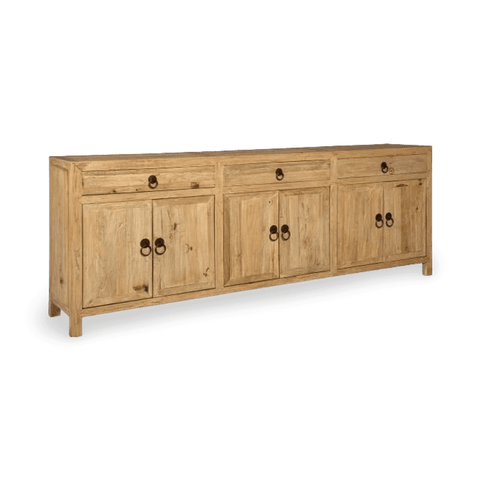 Rustic Washed Wood Sideboard Cabinet