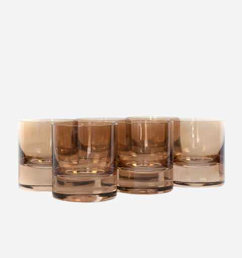Estelle Colored Glass Everyday Amber Smoke Shiny Glassware - Set of 6