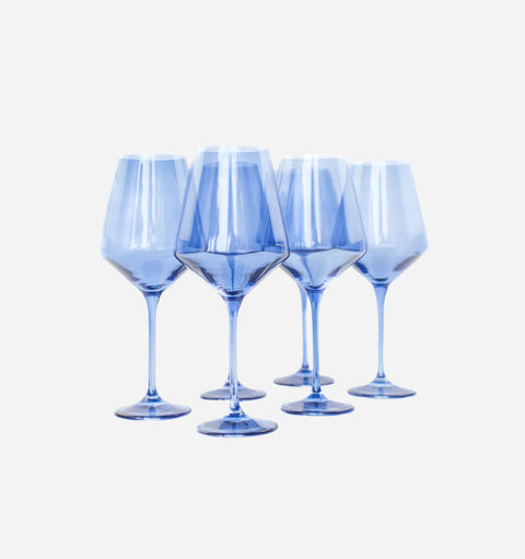 Estelle Colored Glass Stemware Shiny Glassware - Set of 6