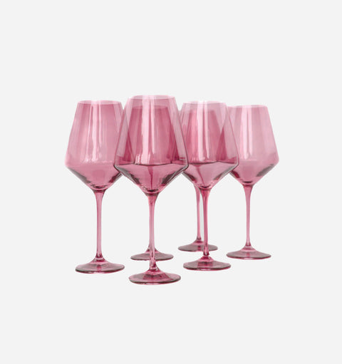 Estelle Colored Glass Stemware Shiny Glassware - Set of 6