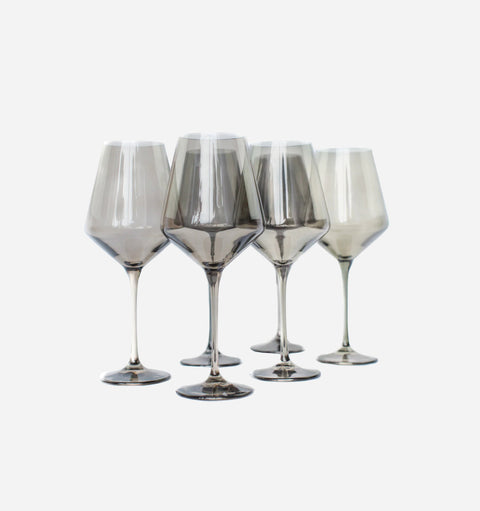 Estelle Colored Glass Stemware Shiny Glassware - Set of 6