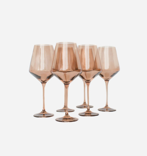 Estelle Colored Glass Stemware Shiny Glassware - Set of 6