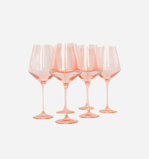 Estelle Colored Glass Stemware Shiny Glassware - Set of 6