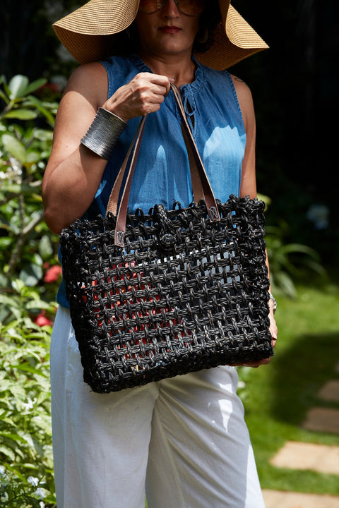 Casual Handmade Geometric Basket Bag