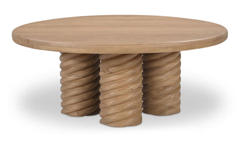 Contemporary Round Coffee Table with Spiral Legs