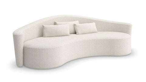 Luna Curved Asymmetrical Sofa in Beige Boucle for Contemporary Living