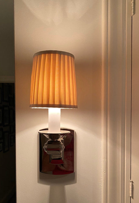 Knife Pleat Almond Silk Chandelier Lamp Shade 4” Base