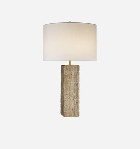 Pietra Accent Carved Drum Table Lamp Modern Brass