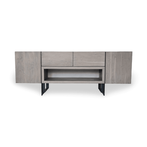 Contemporary Media Console with Inset Handles Media Storage