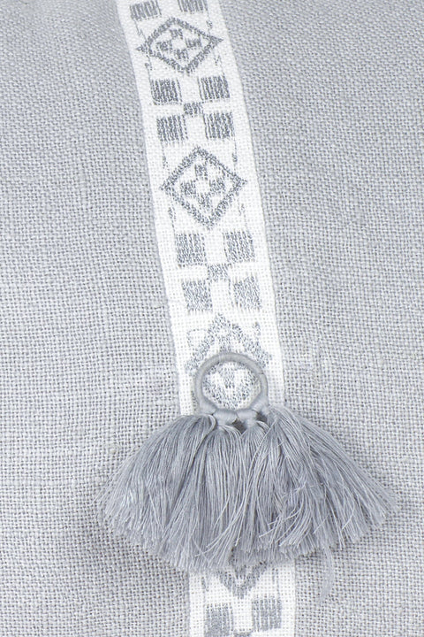 Anaya Monochromatic Scandinavian Embroidered Lumbar Throw Pillow - 12 x 20