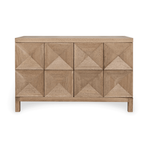 Contemporary Washed Walnut Sideboard Cabinet with Inset Handles