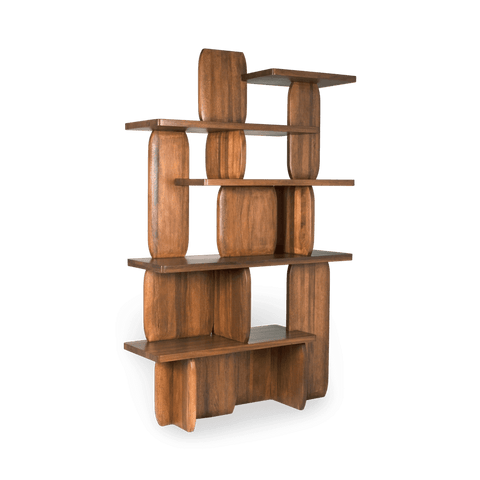 Modern Geometric Walnut Bookshelf