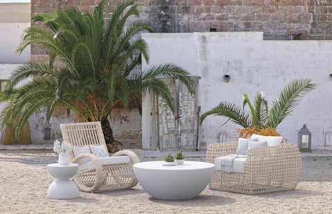 Azzurro Living Luna Modern Curved Drum Coffee Table