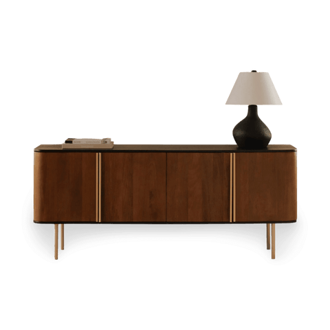 Antique Brass Wood Sideboard for Contemporary Spaces