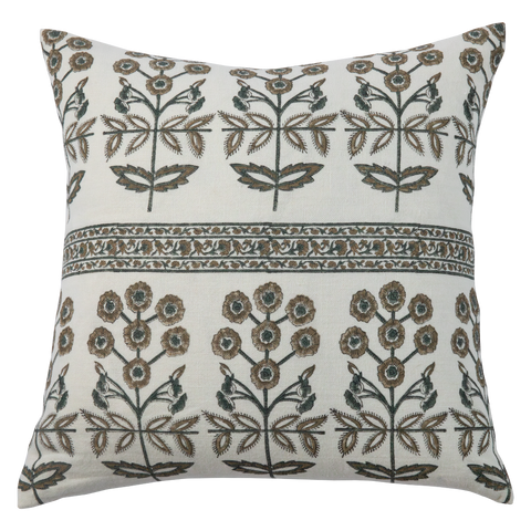 Filling Spaces Artful Traditionalist Bohemian Hand Block Print Accent Throw Pillow - 20 x 20
