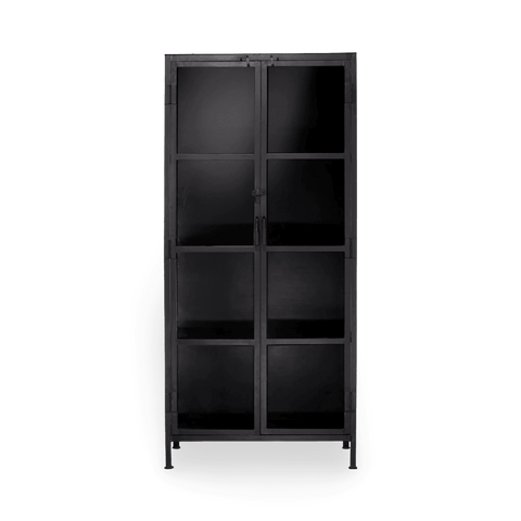 Union Minimalist Painted Glass and Metal Vitrine Cabinet