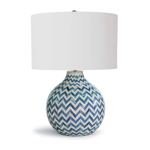 Accent Chevron Bohemian Drum Table Lamp with Inlay