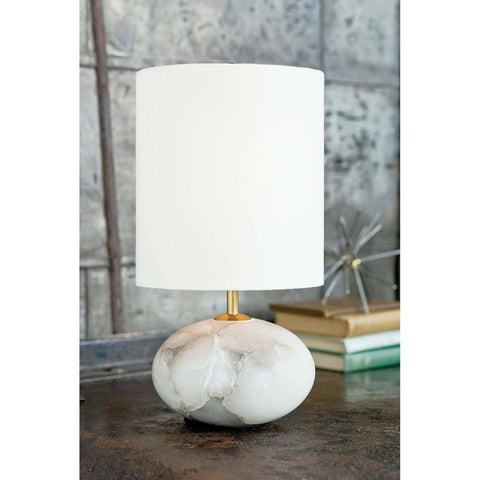 Accent Modern Drum Table Lamp in Alabaster