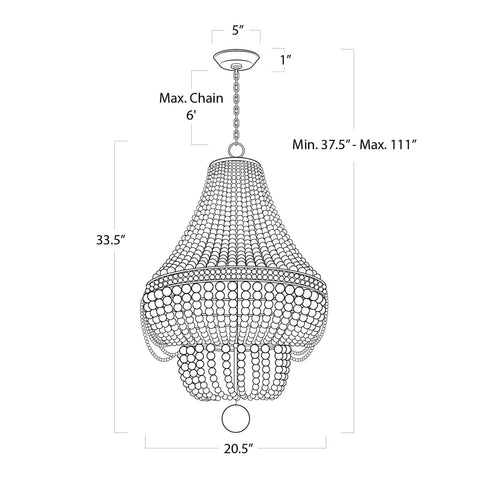 Malibu Bohemian Candelabra Chandelier with Beads Ceiling Light