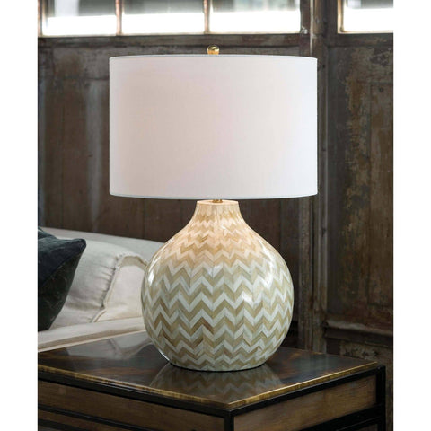 Accent Contemporary Drum Table Lamp with Inlay