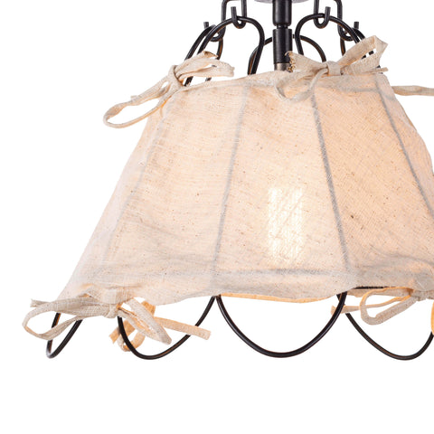 Birdie Farmhouse Accent Pendant Light with Bows and Scallop Trim