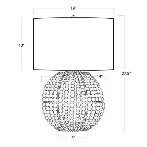 Tropez Coastal Accent Drum Table Lamp with Beads