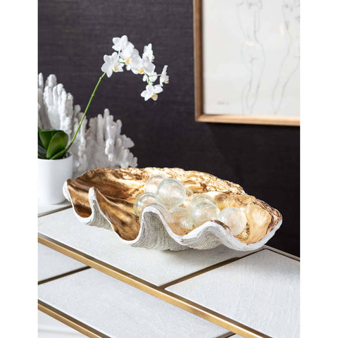 Decorating Essentials Coastal Gilded Seashell Decorative Bowl