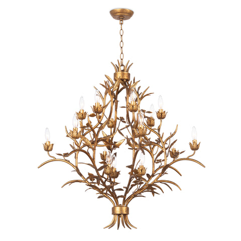 Trillium Chandelier with Candelabra Design and Carving Ceiling Light