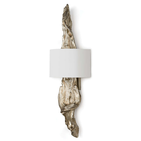 Accent Driftwood Sconce with Carving for Elegant Organic Wall Light