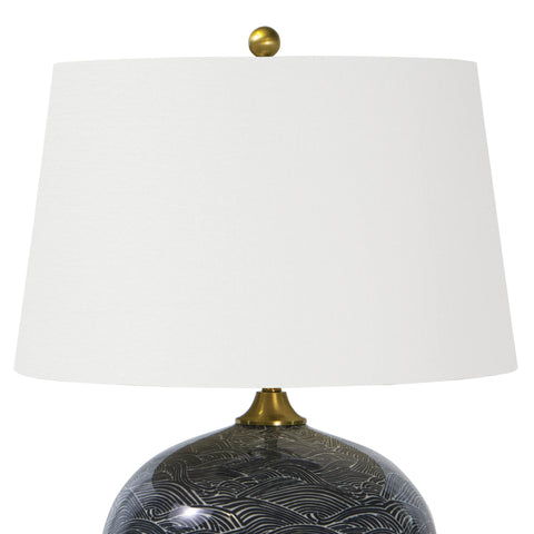 Harbor Accent Graphic Drum Table Lamp Modern Asian