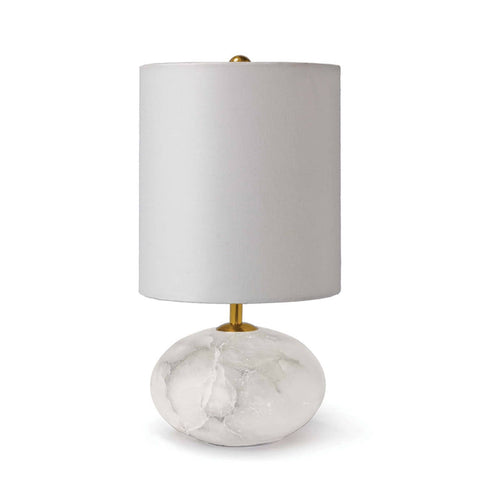 Accent Modern Drum Table Lamp in Alabaster