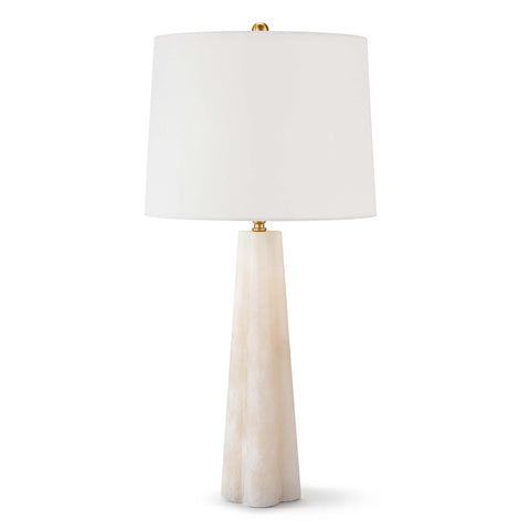 Accent Modern Column Drum Table Lamp in Alabaster