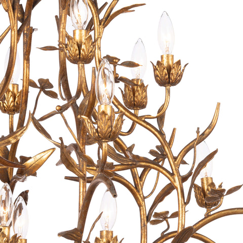 Trillium Chandelier with Candelabra Design and Carving Ceiling Light