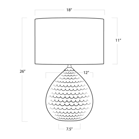 Sirene Coastal Accent Handcrafted Table Lamp with Carving