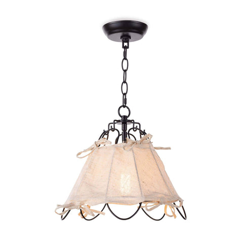 Birdie Farmhouse Accent Pendant Light with Bows and Scallop Trim