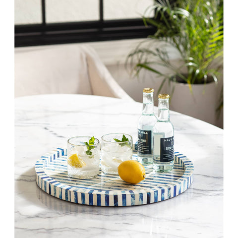 Regina Andrew Coastal Stripe Bone Serving Tray