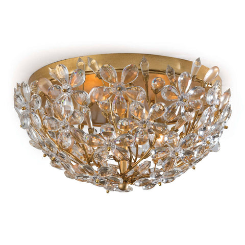 Cheshire Elegant Accent Handcrafted Gold Leaf Flush Mount Ceiling Light