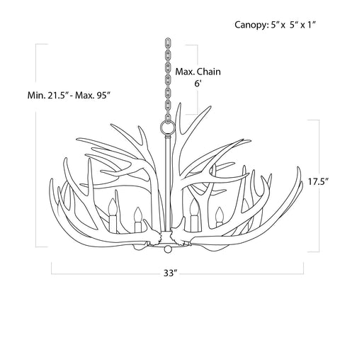 Antler Modern Rustic Candelabra Chandelier Ceiling Light