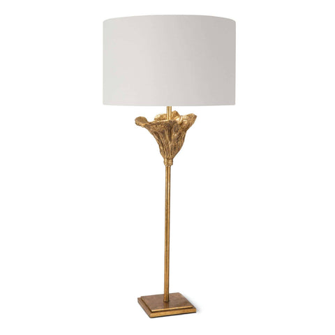 Monet Column Table Lamp with Carving in Gold for Modern Elegance