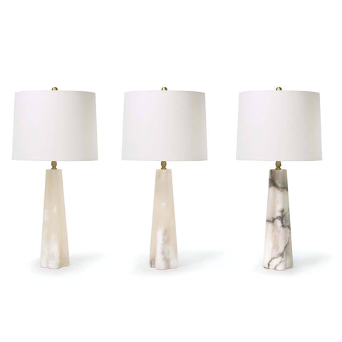 Accent Modern Column Drum Table Lamp in Alabaster