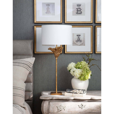 Monet Column Table Lamp with Carving in Gold for Modern Elegance