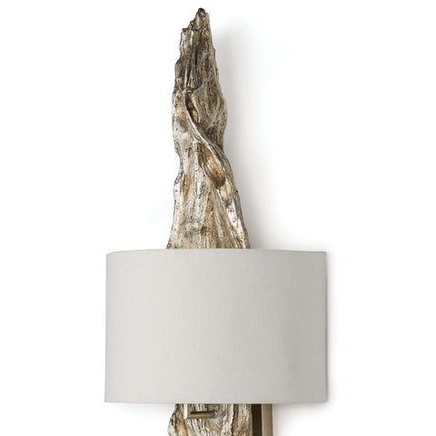 Accent Driftwood Sconce with Carving for Elegant Organic Wall Light