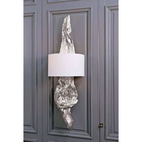 Accent Driftwood Sconce with Carving for Elegant Organic Wall Light