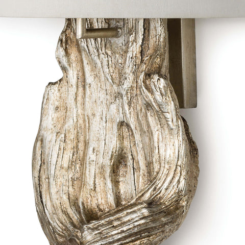 Accent Driftwood Sconce with Carving for Elegant Organic Wall Light