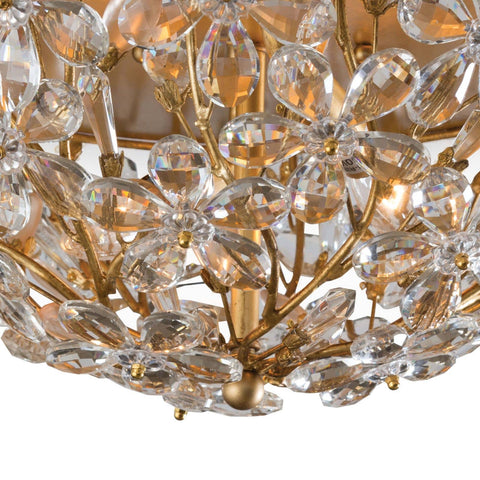 Cheshire Elegant Accent Handcrafted Gold Leaf Flush Mount Ceiling Light