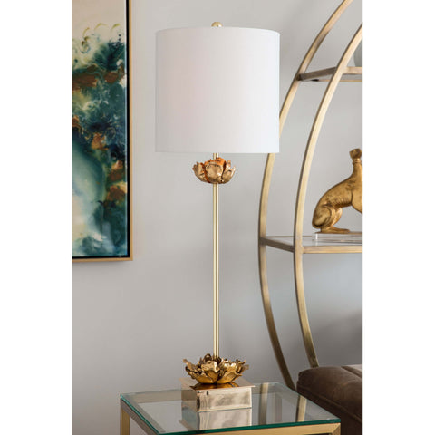 Adeline Elegant Buffet Table Lamp with Carving Drum Shape