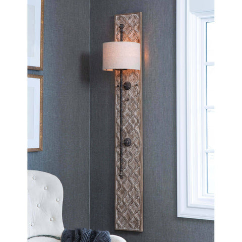 Accent Column Textured Rustic Sconce with Carving Wall Light