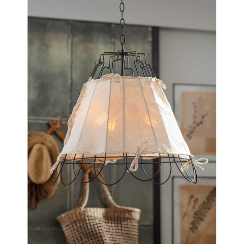 Birdie Farmhouse Accent Pendant Light with Bows and Scallop Trim