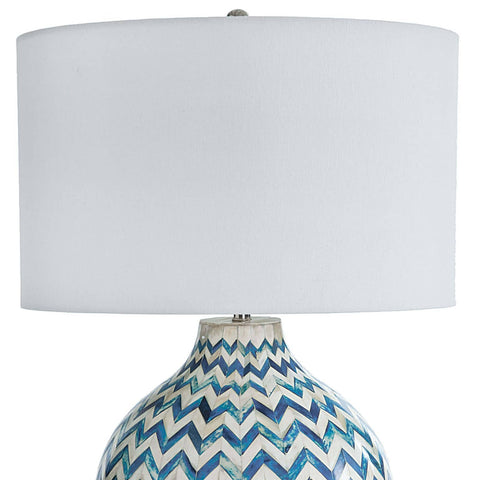 Accent Chevron Bohemian Drum Table Lamp with Inlay